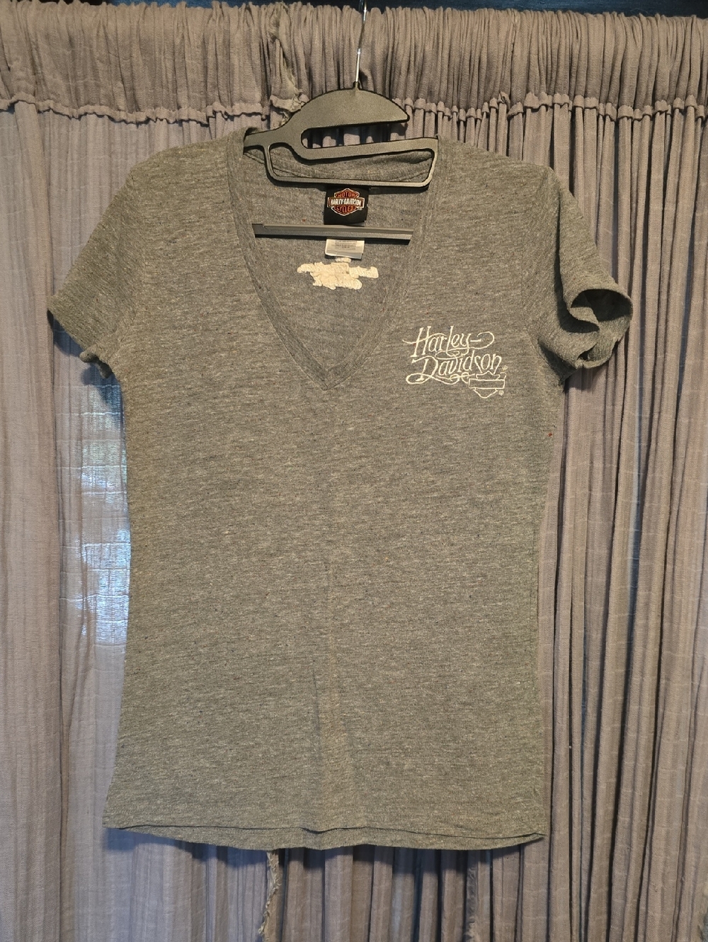 Harley-Davidson Heather Gray V-Neck T-Shirt with White Logo